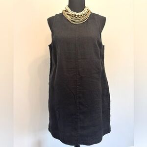 J.Crew Classic Black Linen Sleeveless Dress